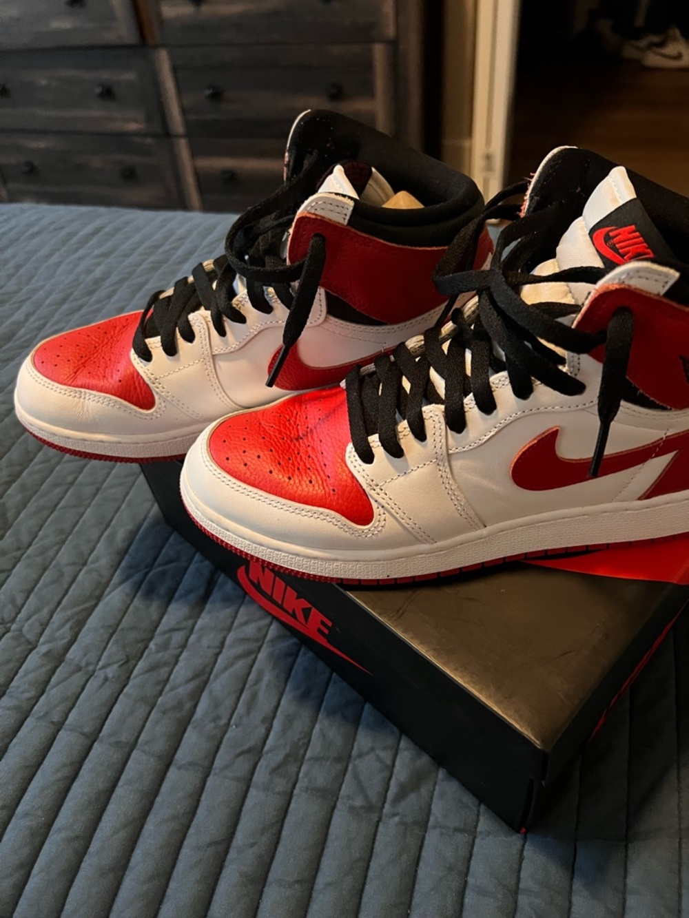 Nike Red White Black High-Top Sneakers-Size 7y